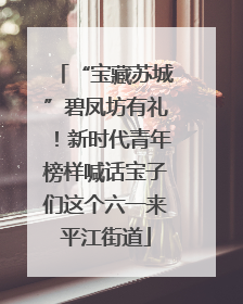 “宝藏苏城”碧凤坊有礼！新时代青年榜样喊话宝子们这个六一来平江街道