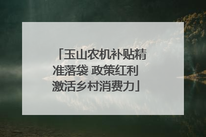 玉山农机补贴精准落袋 政策红利激活乡村消费力