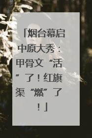 烟台幕启中原大秀：甲骨文“活”了！红旗渠“燃”了！