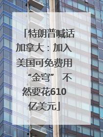 特朗普喊话加拿大：加入美国可免费用“金穹” 不然要花610亿美元