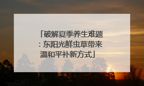 破解夏季养生难题：东阳光鲜虫草带来温和平补新方式