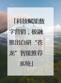 科技赋能数字营销，极融推出自研“苍龙”智能推荐系统