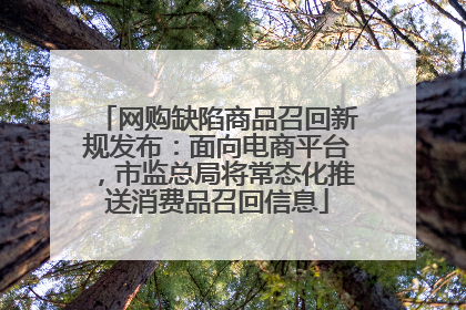 网购缺陷商品召回新规发布：面向电商平台，市监总局将常态化推送消费品召回信息