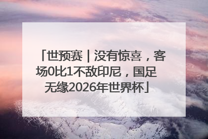 世预赛｜没有惊喜，客场0比1不敌印尼，国足无缘2026年世界杯
