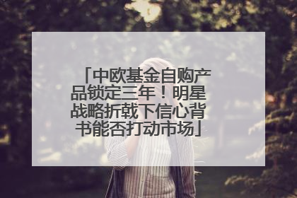 中欧基金自购产品锁定三年！明星战略折戟下信心背书能否打动市场