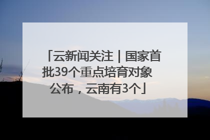云新闻关注｜国家首批39个重点培育对象公布，云南有3个