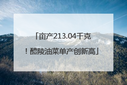亩产213.04千克！醴陵油菜单产创新高
