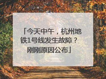 今天中午，杭州地铁1号线发生故障？刚刚原因公布