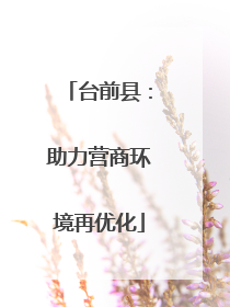 台前县：助力营商环境再优化