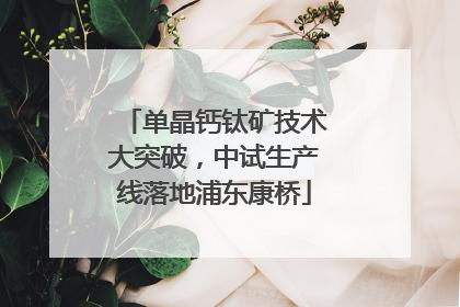 单晶钙钛矿技术大突破，中试生产线落地浦东康桥