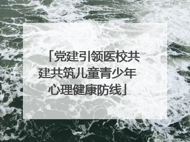 党建引领医校共建共筑儿童青少年心理健康防线