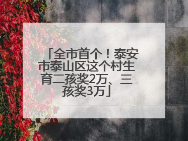 全市首个！泰安市泰山区这个村生育二孩奖2万、三孩奖3万