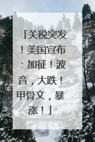 关税突发！美国宣布：加征！波音，大跌！甲骨文，暴涨！