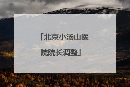 北京小汤山医院院长调整