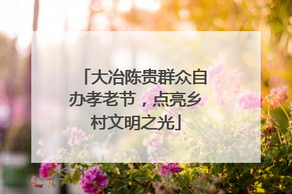 大冶陈贵群众自办孝老节，点亮乡村文明之光
