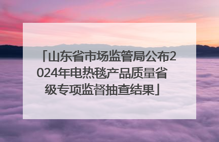 山东省市场监管局公布2024年电热毯产品质量省级专项监督抽查结果