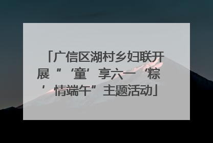 广信区湖村乡妇联开展“‘童’享六一‘粽’情端午”主题活动