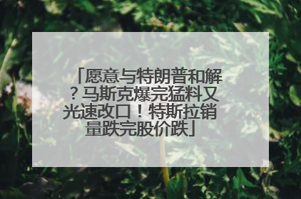 愿意与特朗普和解？马斯克爆完猛料又光速改口！特斯拉销量跌完股价跌