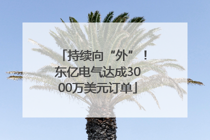持续向“外”！东亿电气达成3000万美元订单