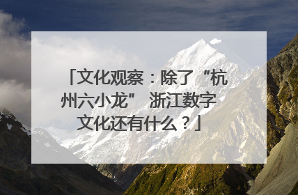 文化观察：除了“杭州六小龙” 浙江数字文化还有什么？