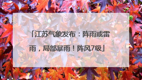 江苏气象发布：阵雨或雷雨，局部暴雨！阵风7级