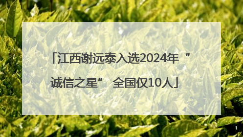 江西谢远泰入选2024年“诚信之星” 全国仅10人