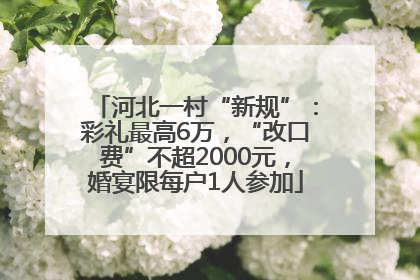 河北一村“新规”：彩礼最高6万，“改口费”不超2000元，婚宴限每户1人参加