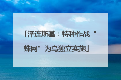 泽连斯基：特种作战“蛛网”为乌独立实施