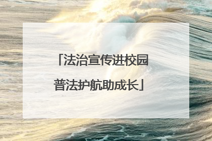 法治宣传进校园 普法护航助成长