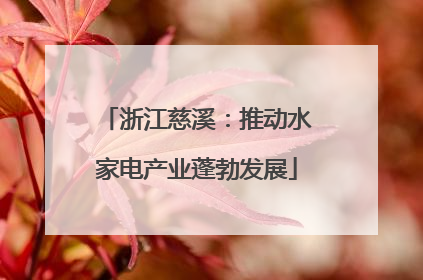 浙江慈溪：推动水家电产业蓬勃发展