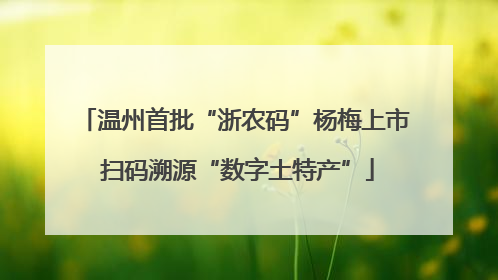 温州首批“浙农码”杨梅上市 扫码溯源“数字土特产”