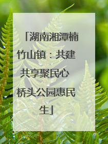 湖南湘潭楠竹山镇：共建共享聚民心 桥头公园惠民生