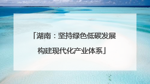 湖南：坚持绿色低碳发展 构建现代化产业体系