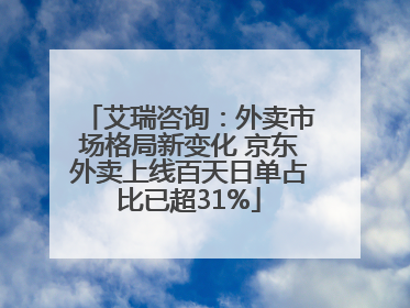 艾瑞咨询：外卖市场格局新变化 京东外卖上线百天日单占比已超31%