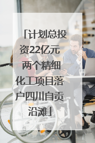 计划总投资22亿元 两个精细化工项目落户四川自贡沿滩