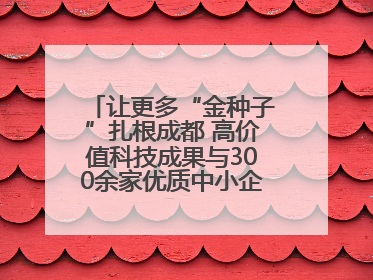 让更多“金种子”扎根成都 高价值科技成果与300余家优质中小企业精准对接