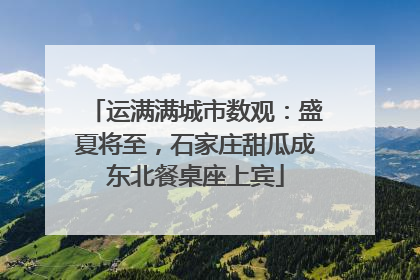 运满满城市数观：盛夏将至，石家庄甜瓜成东北餐桌座上宾