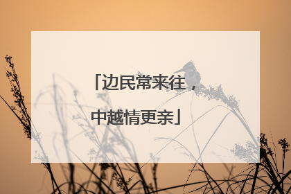 边民常来往，中越情更亲