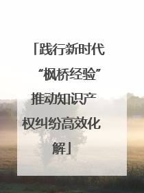 践行新时代“枫桥经验” 推动知识产权纠纷高效化解