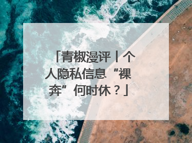 青椒漫评丨个人隐私信息“裸奔”何时休？