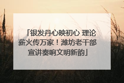 银发丹心映初心 理论薪火传万家！潍坊老干部宣讲奏响文明新韵