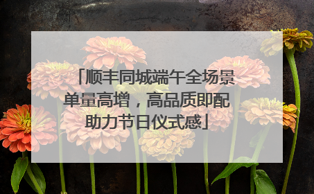 顺丰同城端午全场景单量高增，高品质即配助力节日仪式感