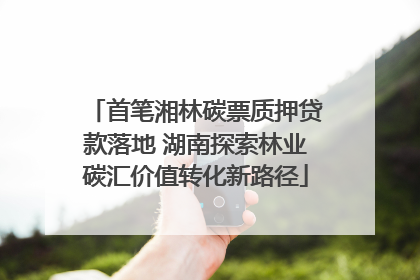首笔湘林碳票质押贷款落地 湖南探索林业碳汇价值转化新路径