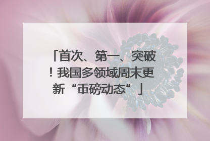 首次、第一、突破！我国多领域周末更新“重磅动态”