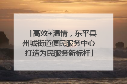 高效+温情，东平县州城街道便民服务中心打造为民服务新标杆
