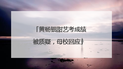 黄杨钿甜艺考成绩被质疑，母校回应