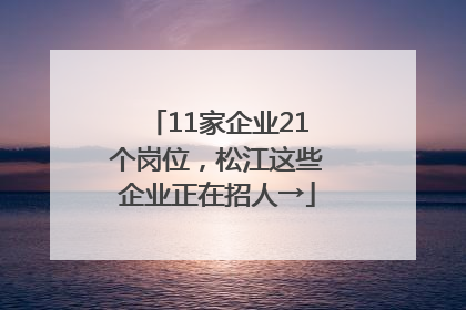11家企业21个岗位，松江这些企业正在招人→