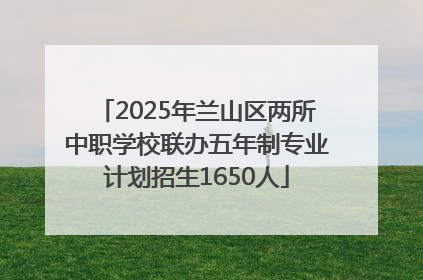 2025年兰山区两所中职学校联办五年制专业计划招生1650人