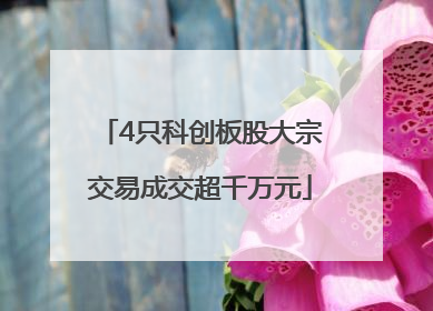 4只科创板股大宗交易成交超千万元